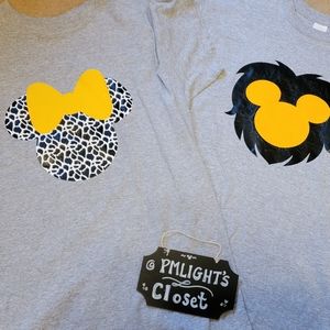 Disney Themed T-Shirts Gray Gildan Set of 2 Short Sleeve Small